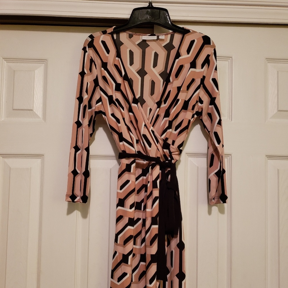Tan & black Wrap dress size Small